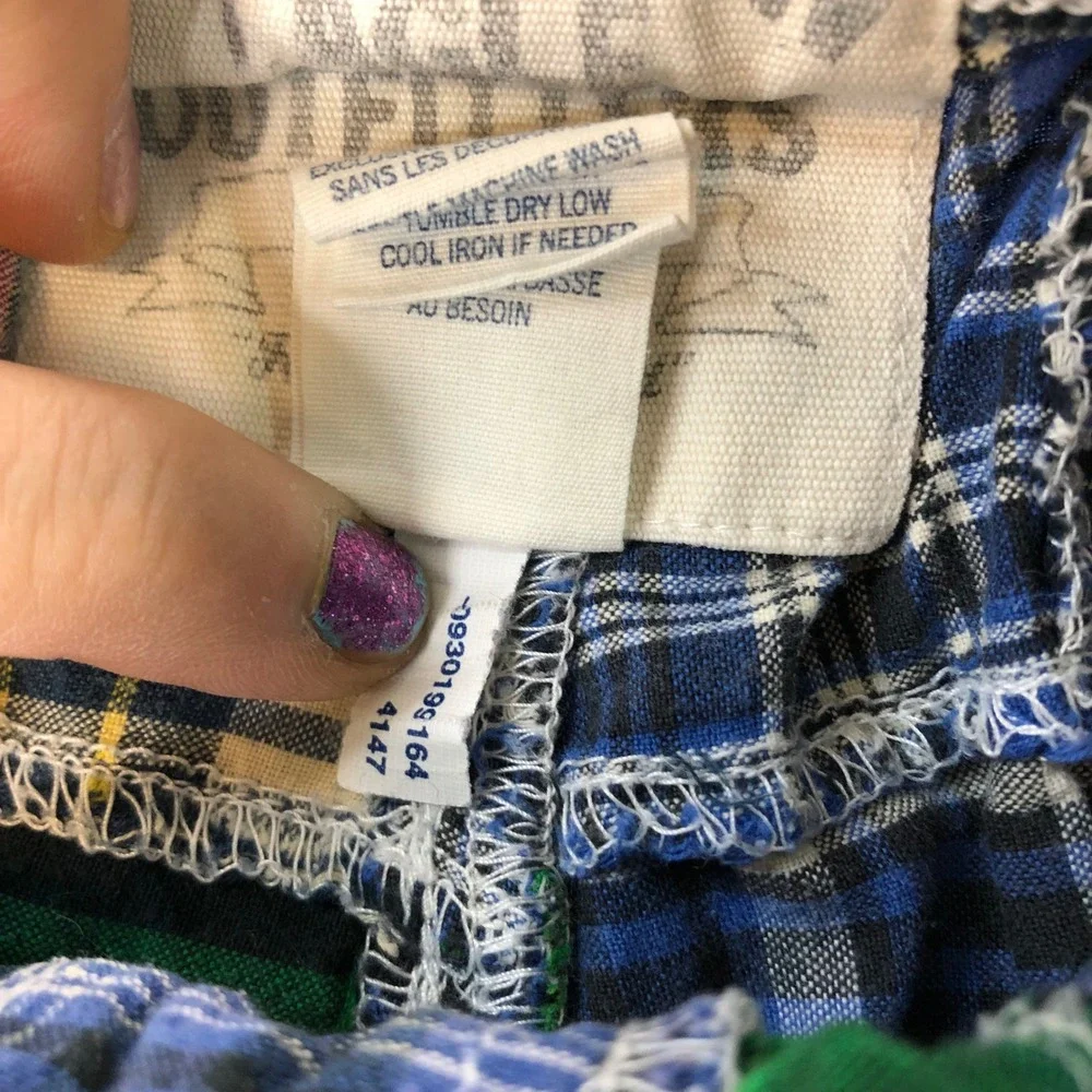 American Eagle Dorm Patchwork Plaid Shorts Mens Medium Blue Madras Longer Length